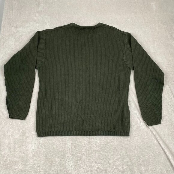 Fieldmaster Men's V-Neck Sweater L Green Ribbed Knit 100% Cotton - Picture 6 of 7